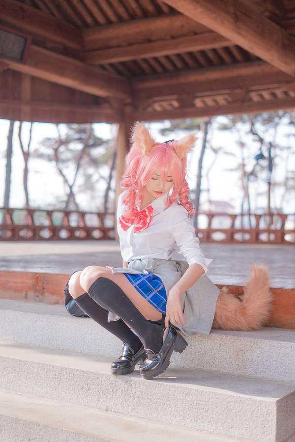 韩国小姐姐Cos《FGO》制服玉藻前 搞怪卖萌,翘臀诱人