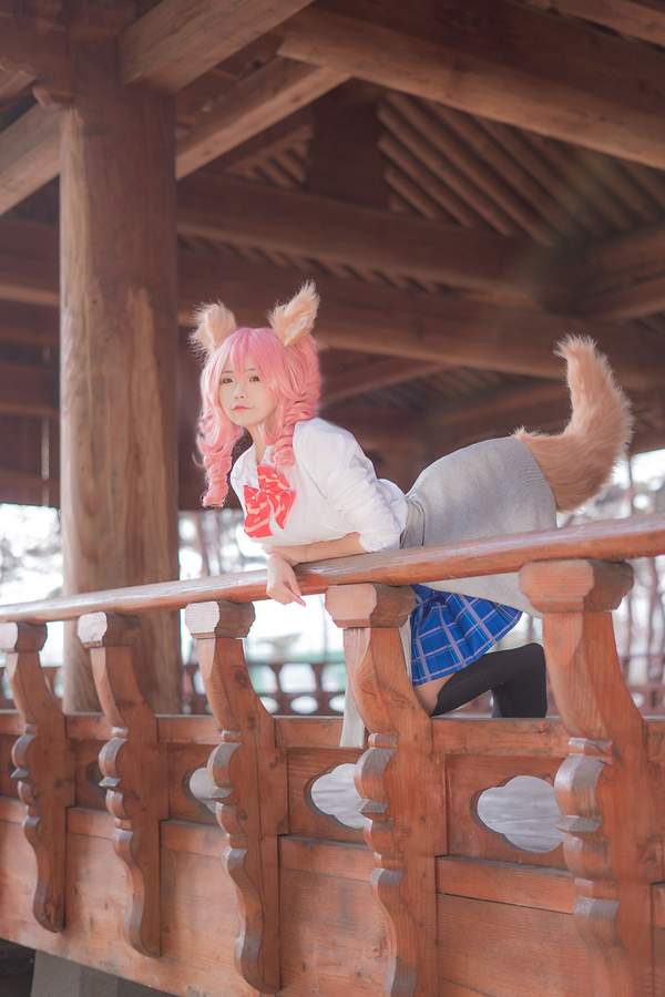 韩国小姐姐Cos《FGO》制服玉藻前 搞怪卖萌,翘臀诱人