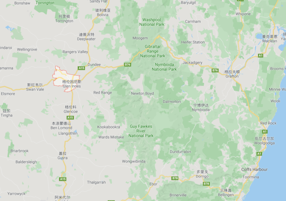  圈出部分为格伦因尼斯具体位置