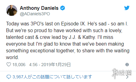 安东尼推特爆料:《星球大战9》已经顺利拍摄完毕