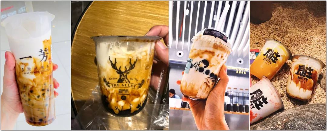 (图片说明:今夏最火的茶饮都拥有同款黑糖虎纹挂壁。)