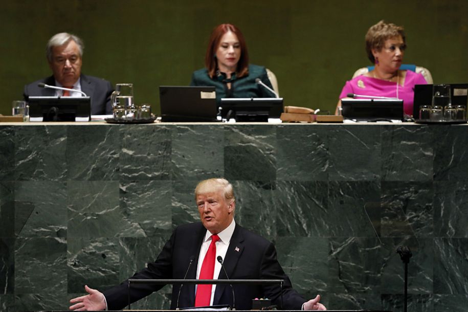 特朗普演讲引哄笑 联大发言现场图集汇总(2)