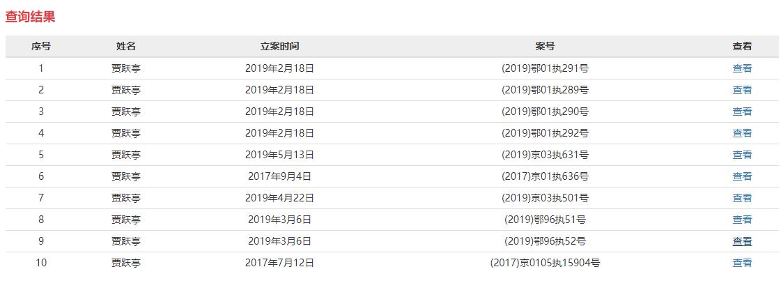贾跃亭名下有31条执行信息 来源:中国执行信息公开网