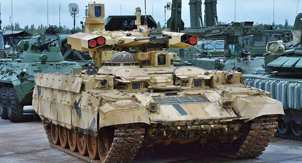 “终结者-2”新型坦克支援战车图片来自俄罗斯卫星网
