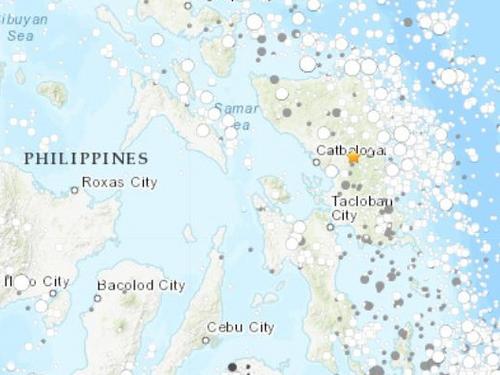 菲律宾萨马岛附近发生6.6级地震。(图片来源:美国地质勘探局网站截图)