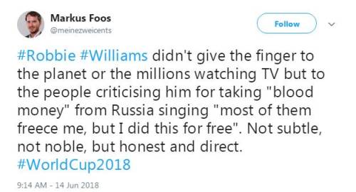 霸气回击收钱传闻?罗比-威廉姆斯竖中指前改歌