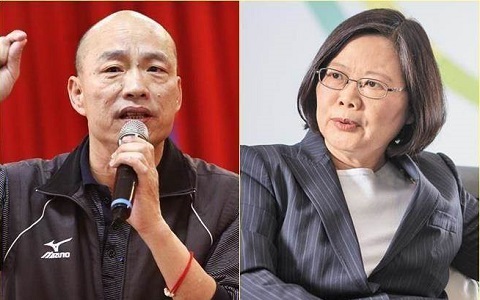 韩国瑜和蔡英文。(图片来自台媒)