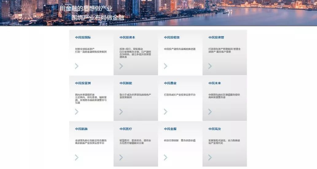  图为中民投业务构成，图片来源：中民投官网