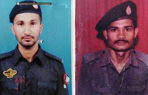 在袭击中殉职的巴基斯坦警察阿米尔·汗（左）和阿什拉夫·达乌德（右）