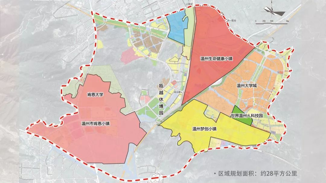 温州大学城 位于温州市瓯海区茶山街道,在金丽温与甬台高速的出口