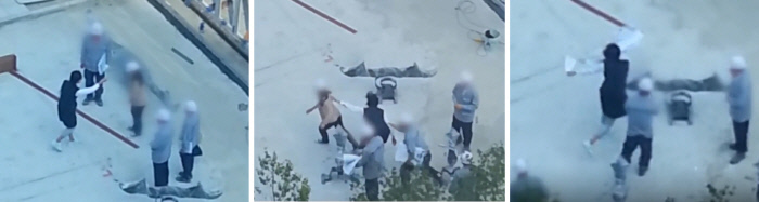 李明姬向工人施暴画面