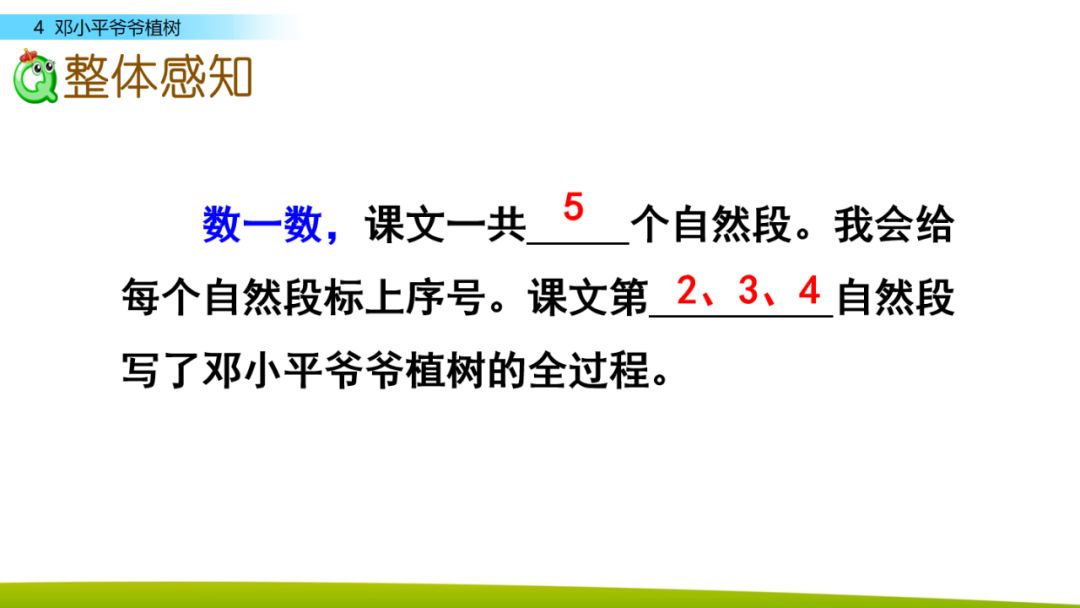 送!统编版小学语文二年级下一单元第4课《邓小平爷爷植树》微课课文朗读+图文讲解