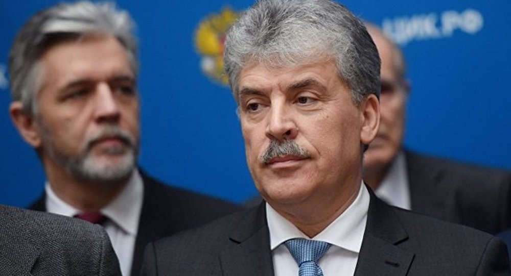 俄罗斯共产党总统候选人格鲁季宁(图源:俄罗斯卫星通讯社)