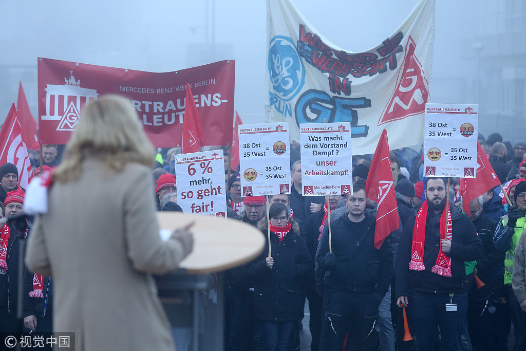 德国工人街头游行 要求提高工资待遇_新浪看点