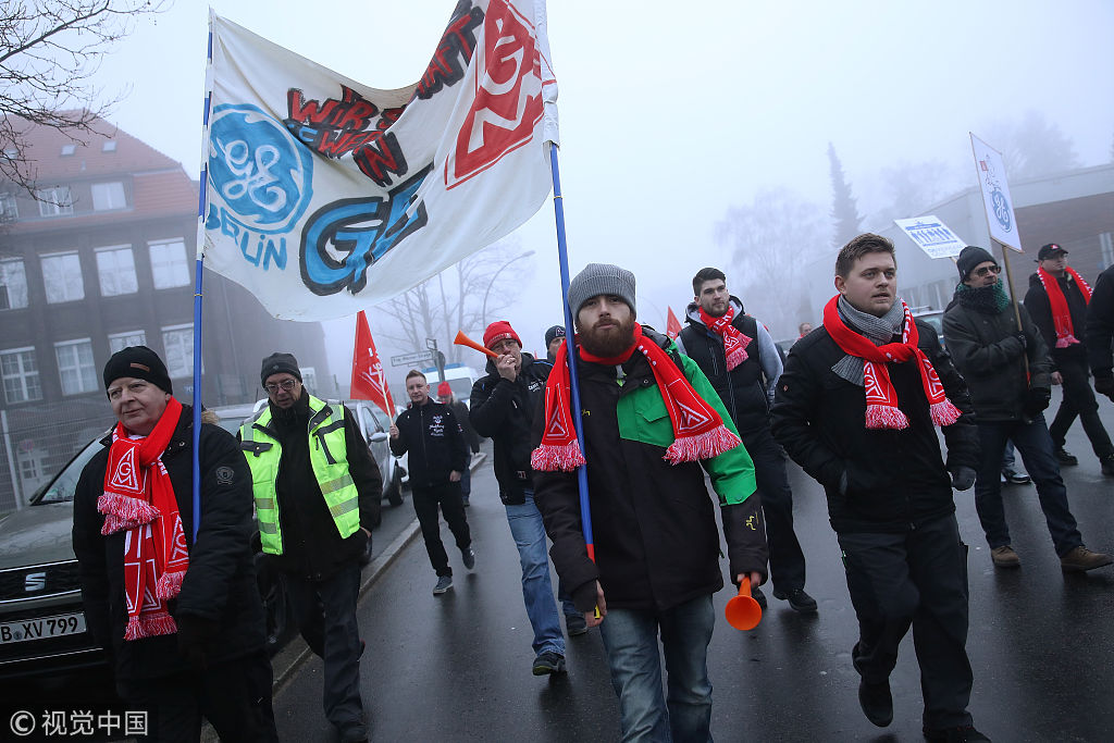 德国工人街头游行 要求提高工资待遇_新浪看点