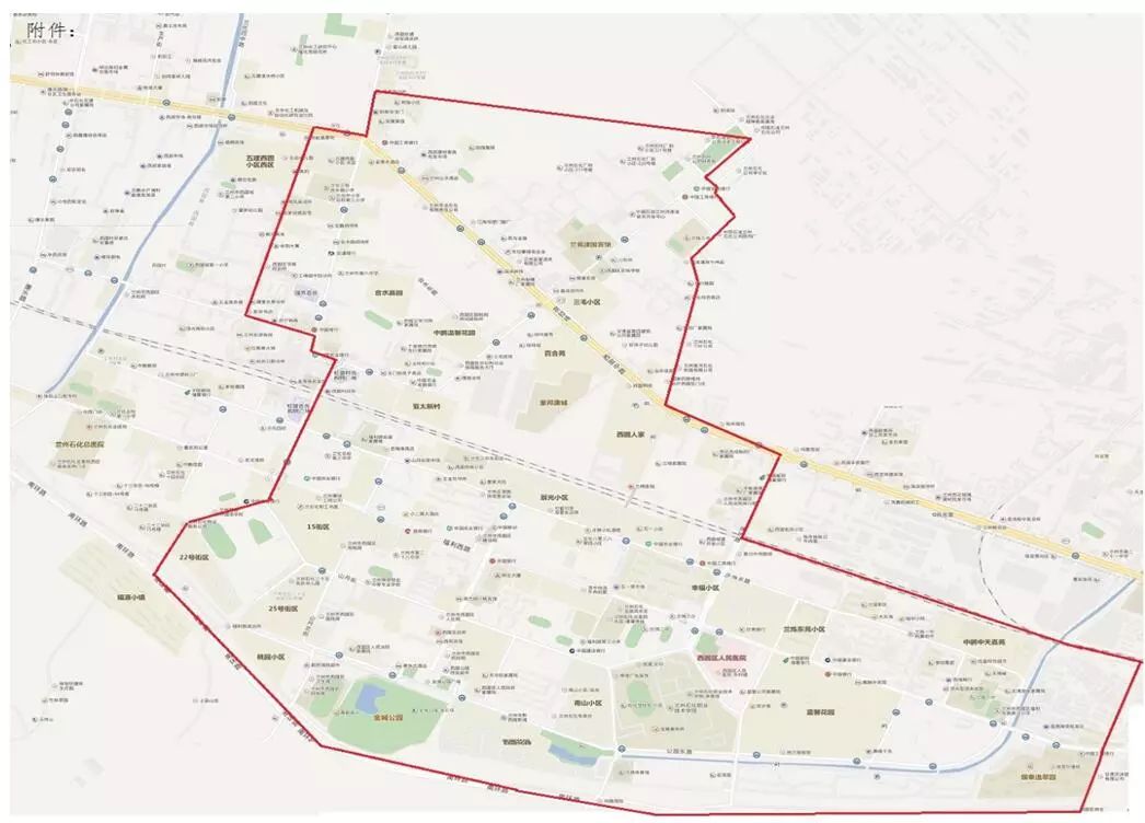 入口以东—南山路—银泰逸翠园东南门—东城小区东南门—铁路线以南