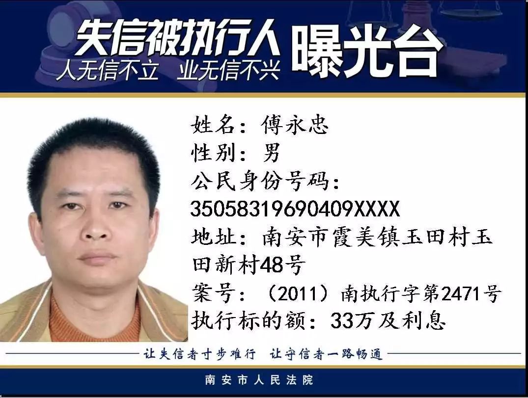 南安法院新一批失信“黑名单”（名录） 综合 第10张