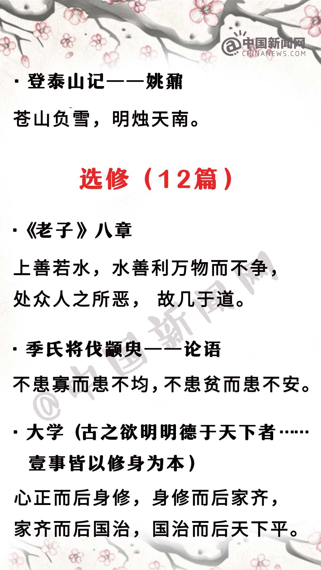 最新!教育部规定高中必背72首古诗文,每一句都