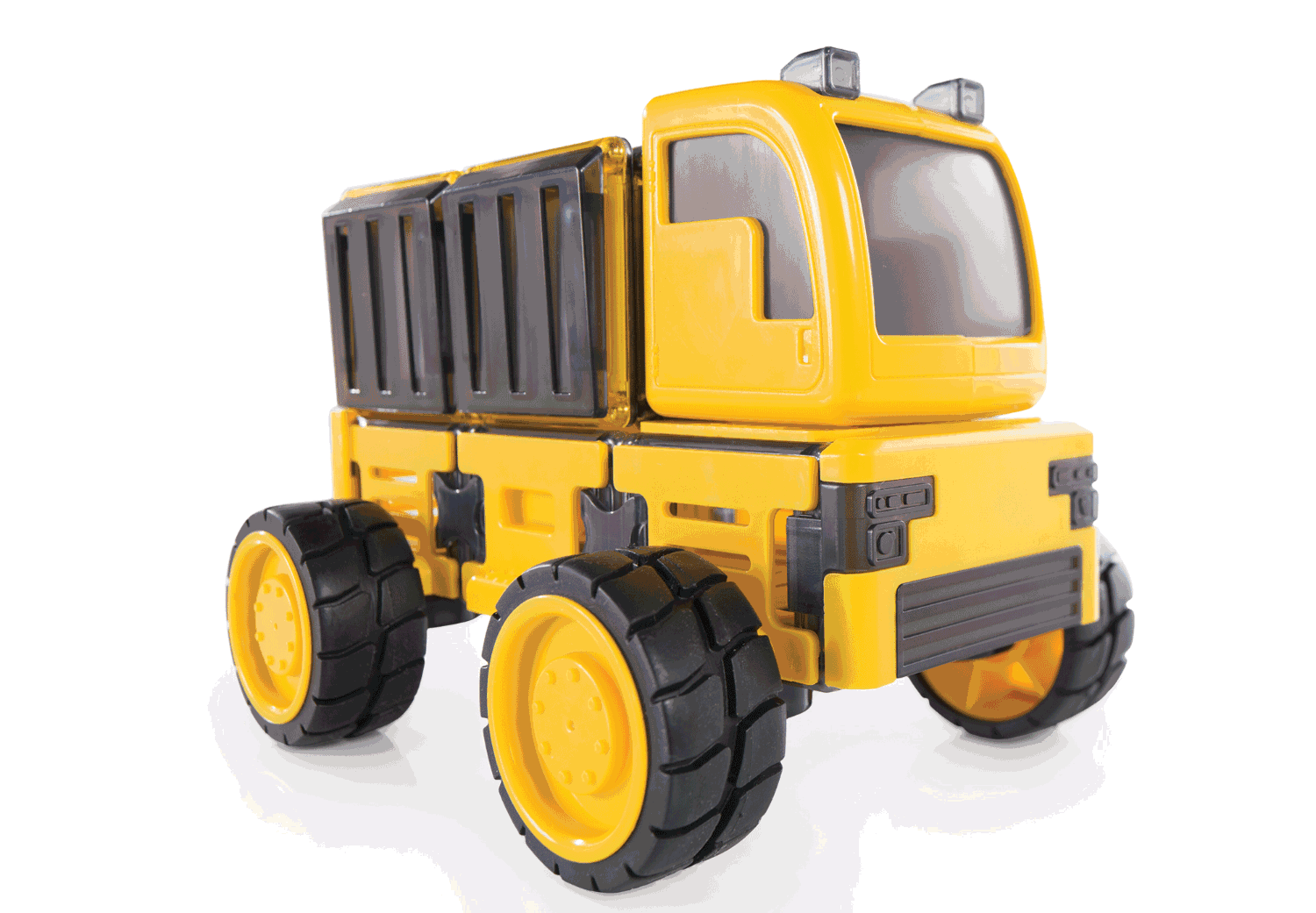 1套磁力片,拼出9种工程车,竟然还能跑!美国亚马逊5星好评!