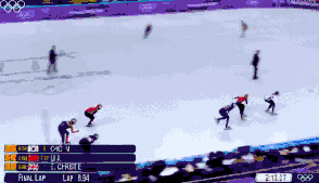 ▲2月17日，平昌冬奥会短道速滑女子1500米半决赛正在进行。
