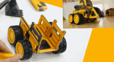 1套磁力片,拼出9种工程车,竟然还能跑!美国亚马逊5星好评!