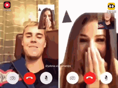 贾斯丁facetime傻脸娜接到视频电话的傻脸娜瞬间变成