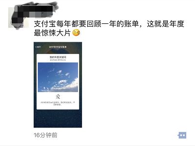 支付宝2017年度账单就像 惊悚大片 ?看完网友