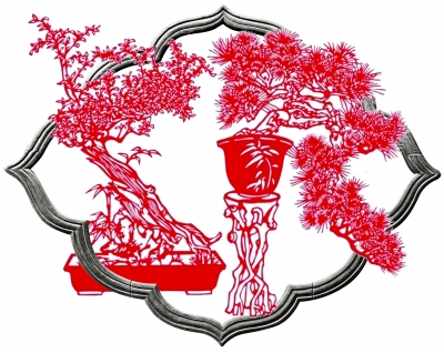 首次展出扬州大师上百种剪纸盆景