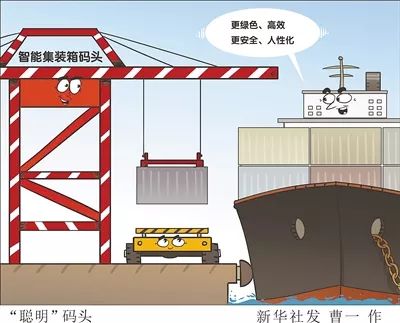 ▲资料图片:2017年12月10日,上海洋山深水港四期自动化码头开港试生产。这意味着上海建成全球最大的智能集装箱码头。
