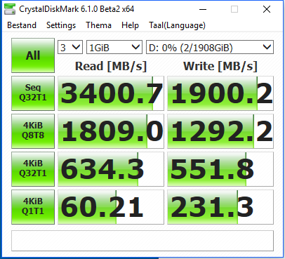 安装更新之前三星960 PRO 2TB NVMe的性能测试