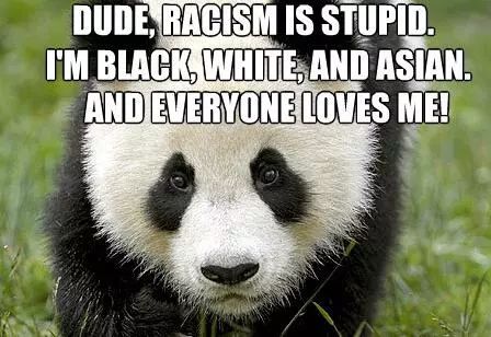 ▲兄弟啊，种族主义是愚蠢的。我既黑且白，还是亚裔，但所有人都稀罕我。