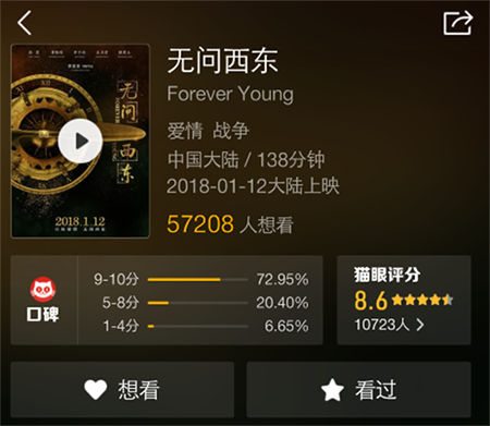 《无问西东》被指遭水军恶意刷1分 章子怡:世