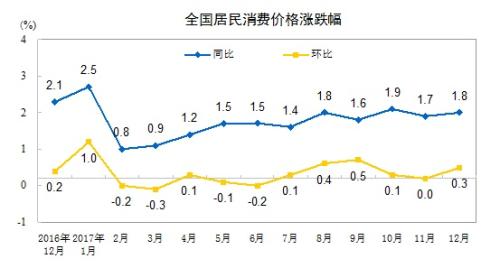 2017年CPI重返1时代 专家:今年物价不会大涨