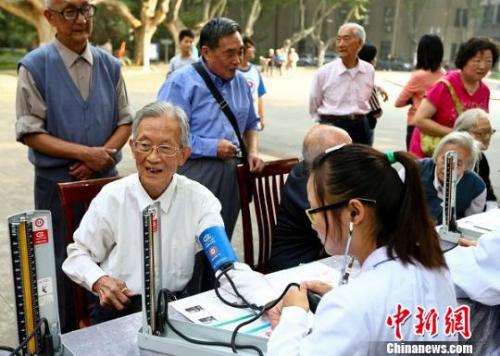 资料图:老年人接受体检。泱波 摄