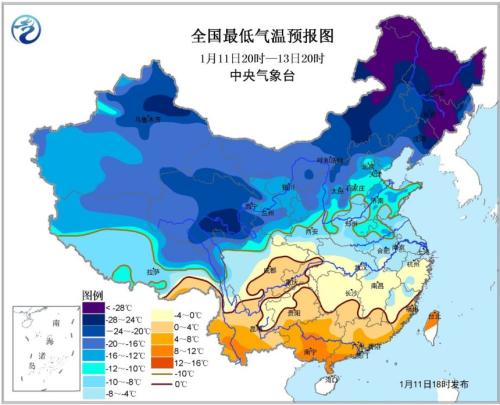 寒潮黄色预警发布 山东河南安徽局地低于-12℃