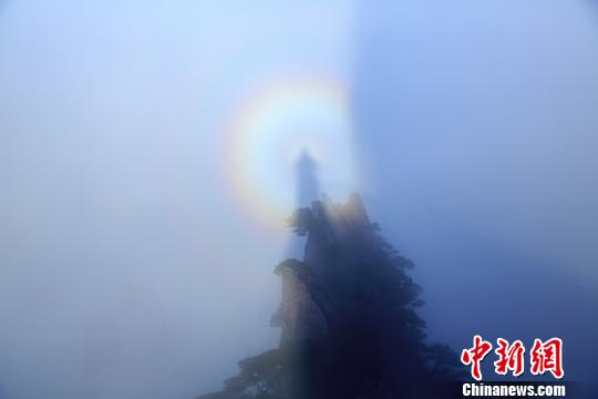 1月23日,安徽省黄山风景区现“佛光”奇景,这一自然奇观持续了一个多小时。 叶永清 摄