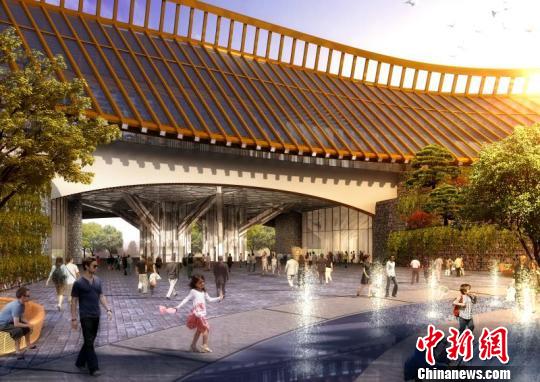 2019年北京世园会中国馆建筑方案7日晚发布。中国馆将坐落于长城脚下，环山抱水，突出中国特色，将采用一系列节能降耗措施，打造一个绿色建筑。　曾鼐　摄