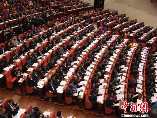 图为政协委员听取工作报告 乌娅娜 摄