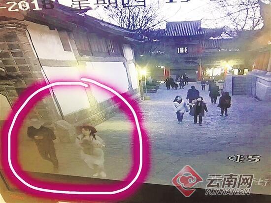 游客抱走泰迪犬（监控截图）