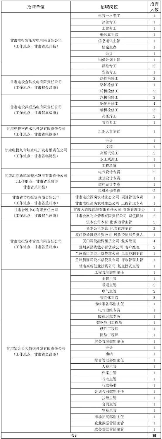 甘肃电投集团公开招聘368人|甘肃电投|毕业生