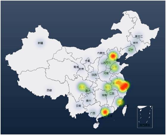 现金贷平台地域分布热力图