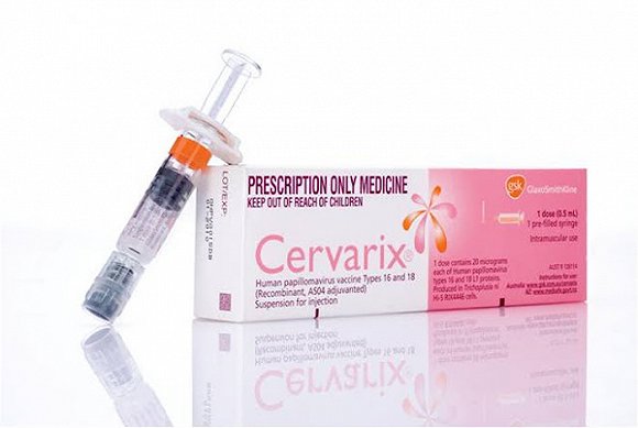 葛兰素史克（GSK）生产的HPV二价疫苗“希瑞适（Cervarix）”，香港名为“卉妍康” 图片来源：网络
