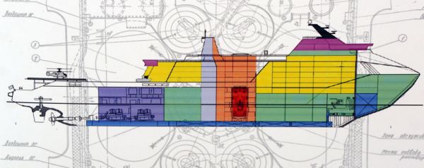 图为领袖级核动力破冰船构型示意图