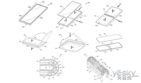 三星可折叠手机Galaxy X新专利曝光:曲面屏加铰链设计