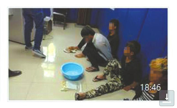 警方对5名犯罪嫌疑人的处理现场。(视频截图)