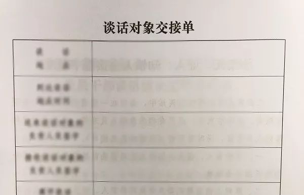 △山西省监委采取谈话措施时使用的谈话对象交接单