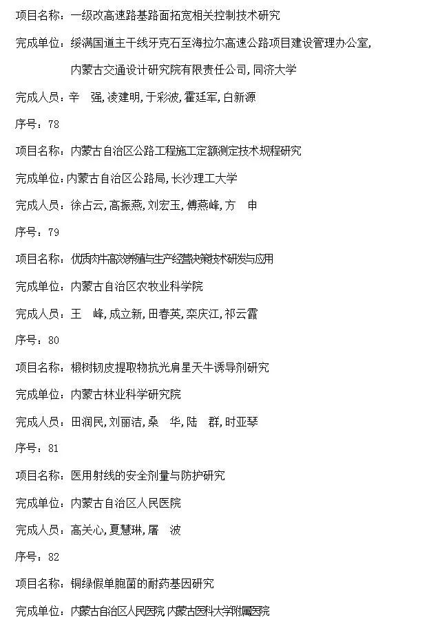 内蒙古自治区人民政府关于2016年度自治区科学技术奖励的决定