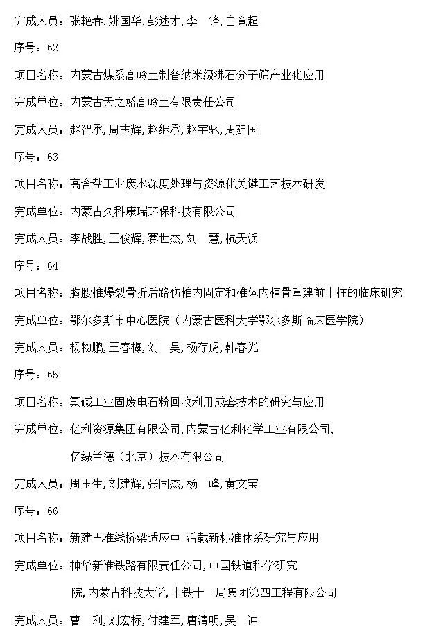 内蒙古自治区人民政府关于2016年度自治区科学技术奖励的决定