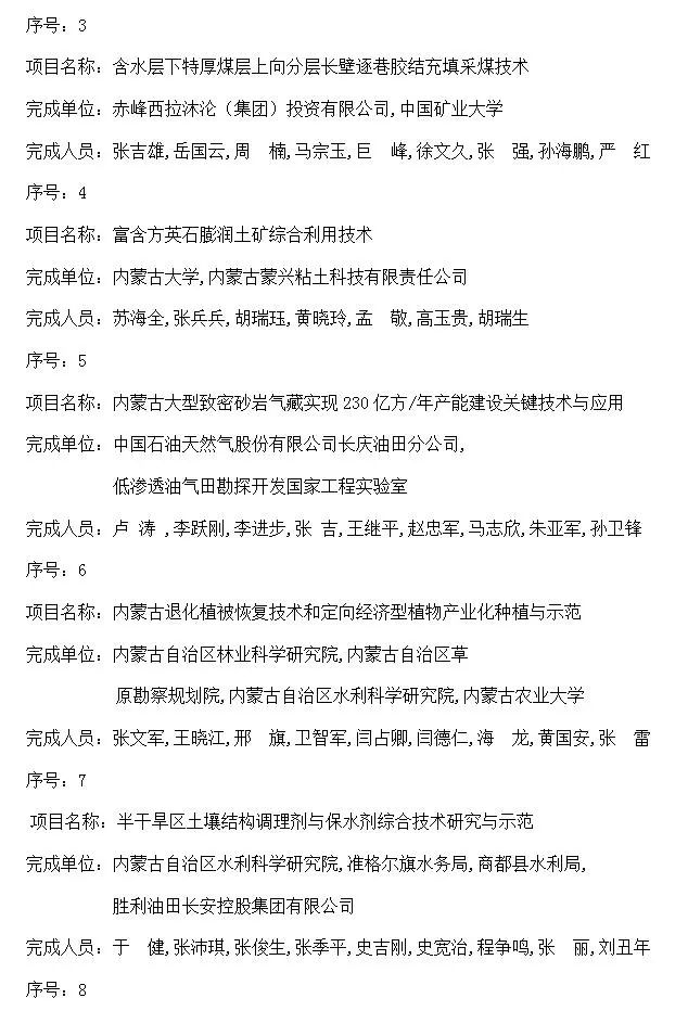 内蒙古自治区人民政府关于2016年度自治区科学技术奖励的决定