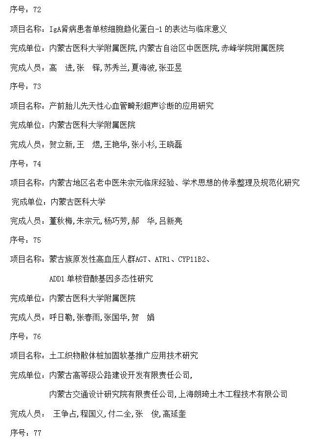 内蒙古自治区人民政府关于2016年度自治区科学技术奖励的决定